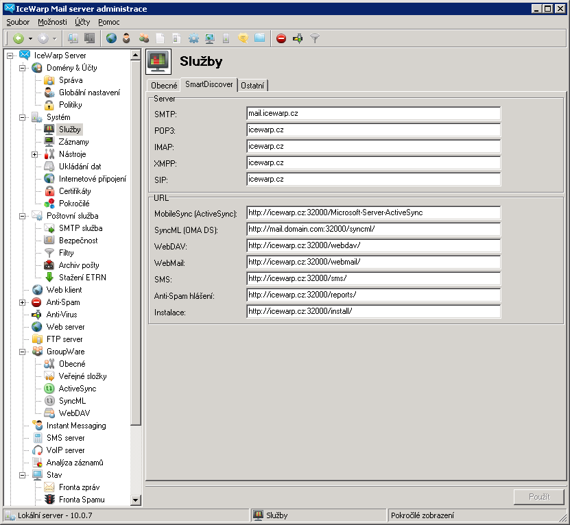Návod k nastavení účtu v emclient (IceWarp Desktop) pro práci s IceWarp Mail serverem.