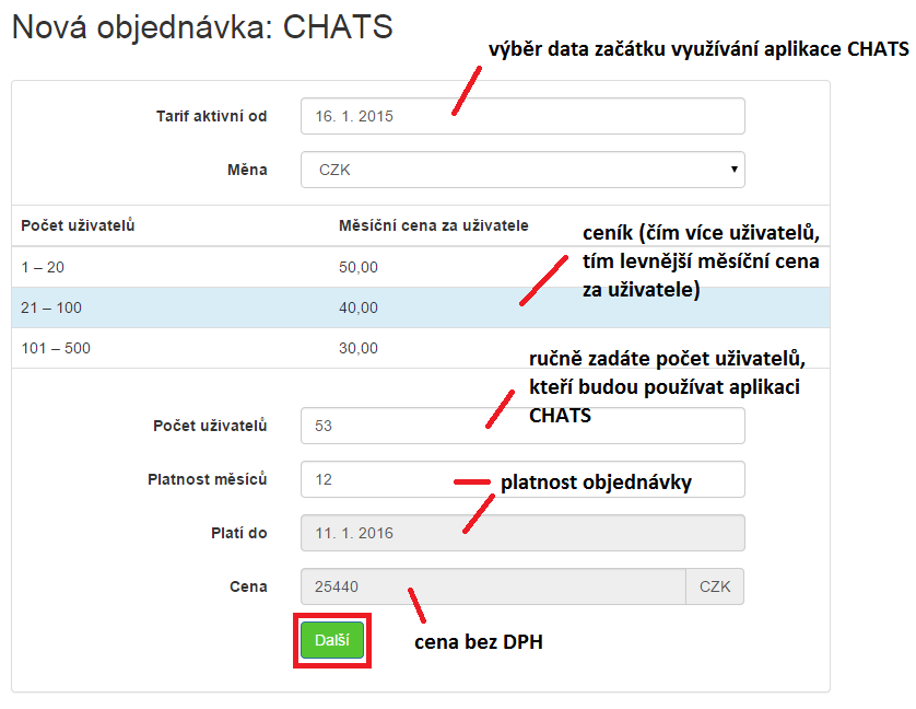 Registrace a objednávka systému CHATS Registraci provedete přes URL adresu https://shop.applicloud.