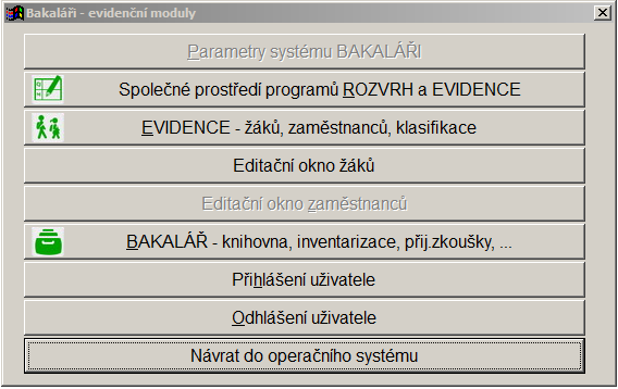 Obrázek 1: Společné rozhraní 2.2.1. Evidence žáků a zaměstnanců (školní matrika) Evidence žáků a zaměstnanců v systému Bakaláři zpracovává vedle osobních údajů zejména klasifikaci žáků, vč.