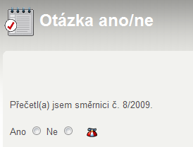 Otázka Blok otázek Slouží pro tvorbu testů. Testy je možné vkládat na samostatné stránky, nebo přímo mezi textové bloky.