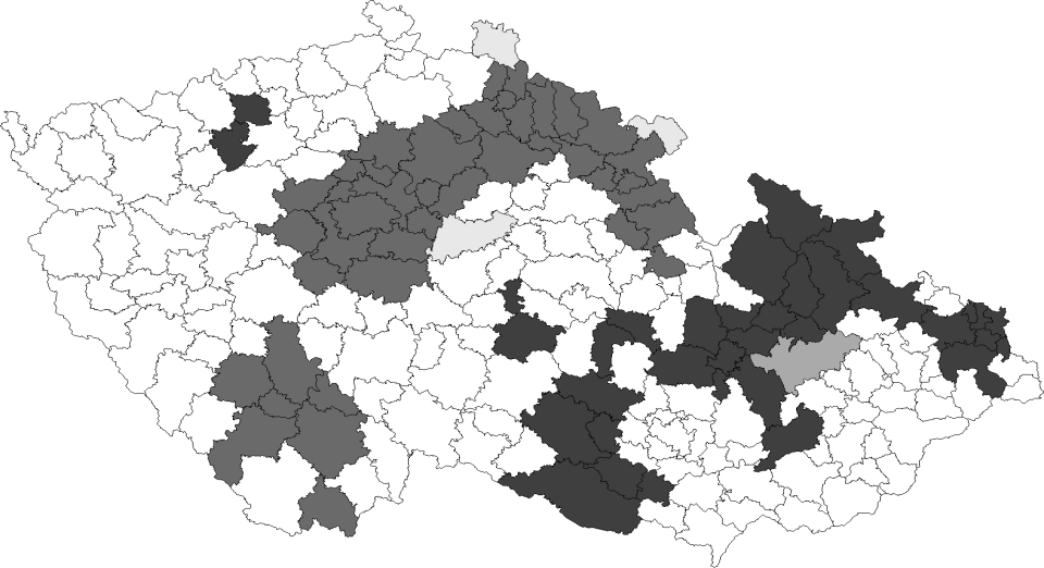 shodě s poklesem Moranova I) teritoriální koncentrace volební podpory Miloše Zemana se ve srovnání s prvním kolem voleb o poznání snížila, což bylo způsobeno částečným úbytkem jednotek s nízkými i