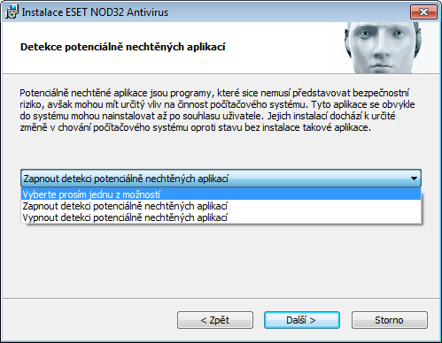 2.2.1 Typická instalace Typická instalace je doporučena pro uživatele, kteří chtějí ESET NOD32 Antivirus nainstalovat s typickým nastavením.