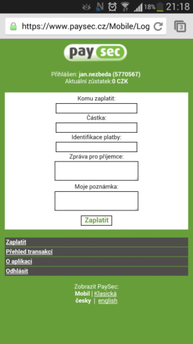 PaySec spuštěno 2008 Platby na internetu a mezi