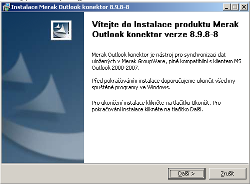Měli by jste mít staženou poslední verzi Outook konektoru, která je k dispozici na adrese www.icewarp.cz Spuštění instalace 1. Rozbalte soubor gw.