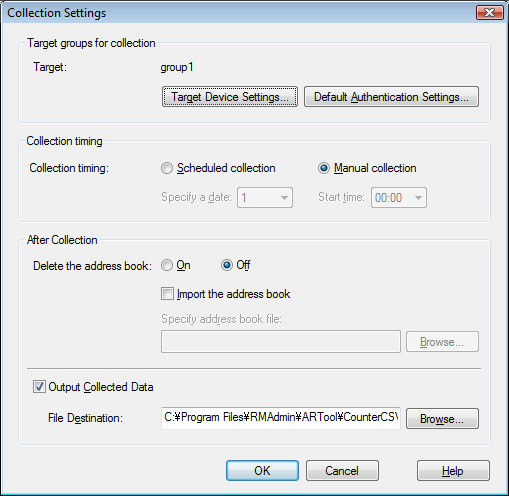 6. Using Accounting Report Tool Configuring the Data Collection Method The following table explains the data collection method