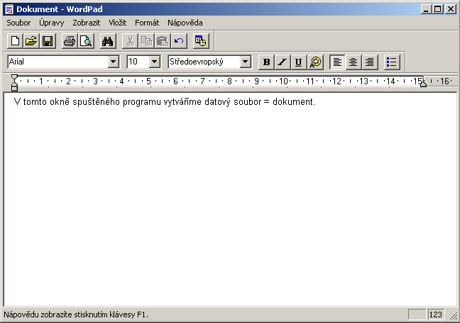 datový soubor stavový řádek O PRÁCE S OKNY windows = okna systémová nabídka titulek okna titulkový pruh