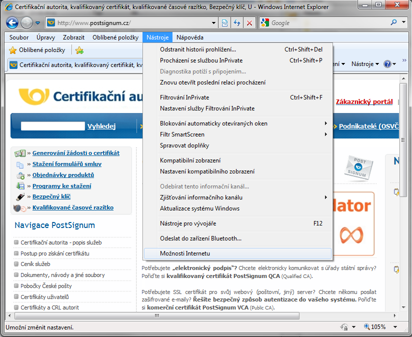 CERTIFIKÁT NA FLASHCE RESP V ULOŽIŠTI OSOBNÍCH CERTIFIKÁTŮ VE WINDOWS - Nižší úroveň zabezpečení - Při použití certifikátu není nutné zadávat PIN kód - Privátní klíč je uložen v počítači (popř.