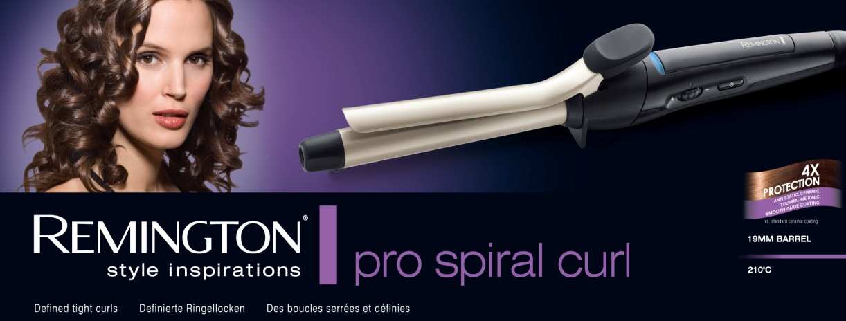 Vlasová péče CI5319 Pro Spiral Curl 19 mm kulma Pro Spiral Curl pro pevné, výrazné lokny Povrch se 4x ochranou anti statický účinek, keramika, turmalín, ionizace, super