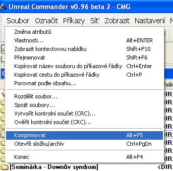 Komprimovat je možné i v souborovém manažeru Unreal Commander.
