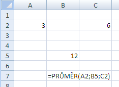 PRŮMĚR Průměr je funkce, která je svou definicí podobná funkci SUMA.