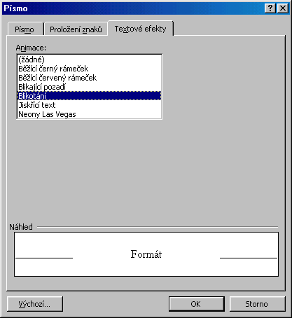 53 Obr. 30 Dialogové okno Písmo - karta Textové efekty 6.2 Ohraničení a stínování V případě, že chceme nadále upravovat označené slovo, zadáme příkaz FORMÁT, OHRANIČENÍ A STÍNOVÁNÍ.