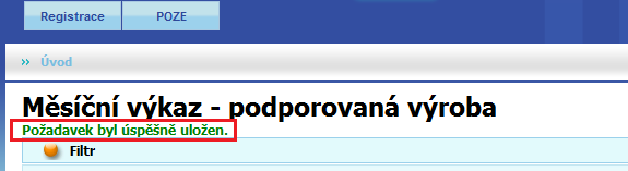 3) Zobrazí se obrazovka pro správu měsíčních výkazů.