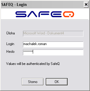 d) Pro dokončení potvrďte Finished e) Zkušební tisk Funkčnost SafeQ klienta si ověřte na zkušební tiskové úloze.