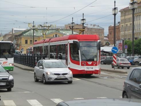 Sklonové poměry tramvajového tělesa více odpovídají potřebám měst. Normou jsou podílné sklony předepsány maximálně na 70.