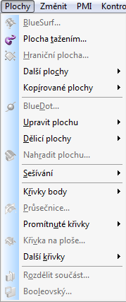 2 ÚVOD Submenu pro práci s křivkami je včleněno do hlavního menu plochy. Submenu pro práci s křivkami. Obr.1 položky menu pro práci s křivkami 2.1 Příkaz křivka Nakreslí pomocí bodů hladkou křivku.