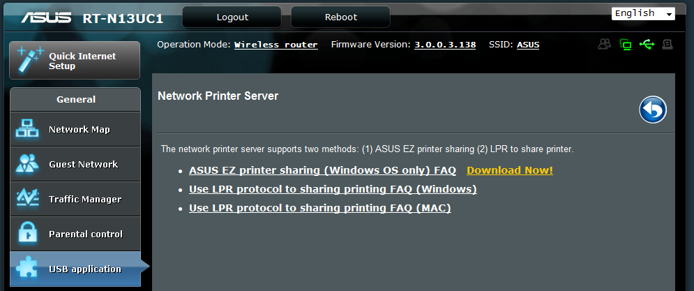 Instalace síťové tiskárny Pomocí nástroje Network Printer Setup (Instalace síťové tiskárny) nainstalujte tiskárnu USB do bezdrátového směrovače a povolte síťovým klientům přístup k této tiskárně USB.