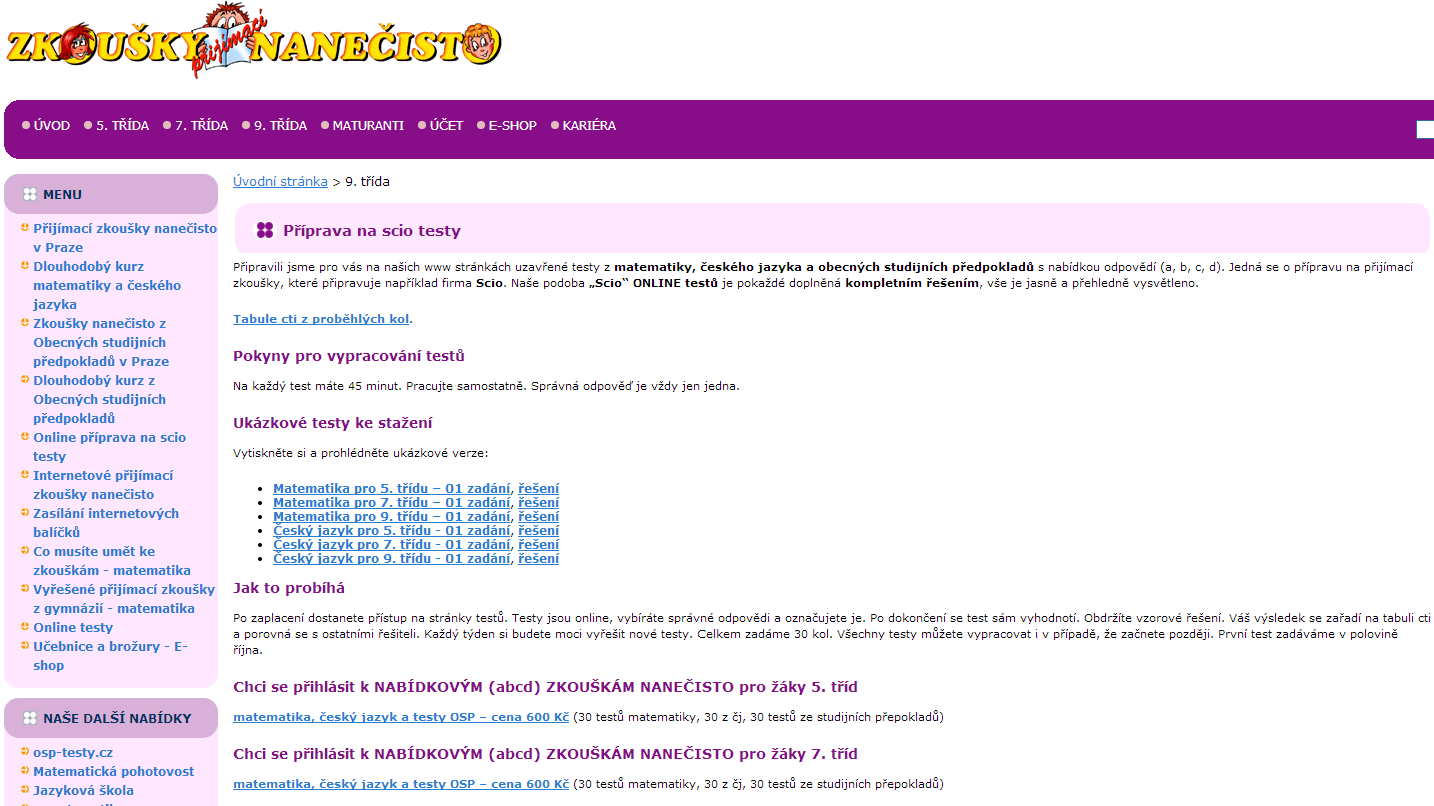 Testy na internetu