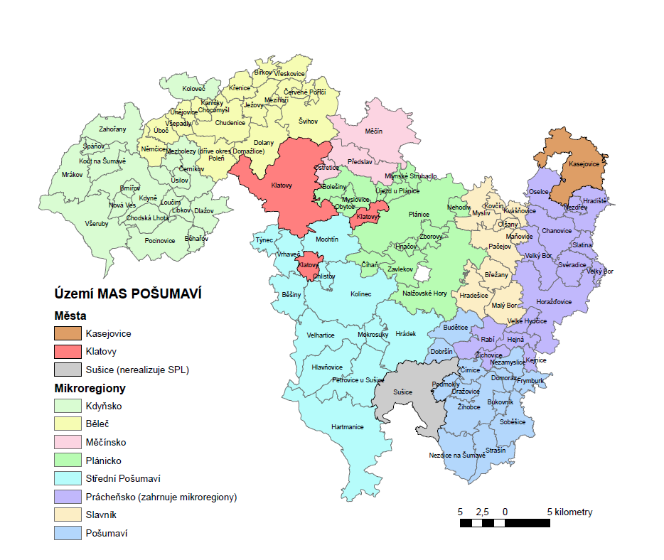 Detailní vymezení území včetně místních částí jednotlivých obcí a další podrobnosti o charakteristice regionu jsou k dispozici v tematické příloze č. 7.
