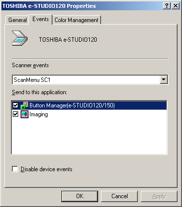 Windows 98/Me/2000 Pro pøímé skenování do aplikace pomocí Button Manager ve Windows 98, Windows Me nebo Windows 2000 nastavte Event Manager tak, aby se posílalo jen na Button Manager.