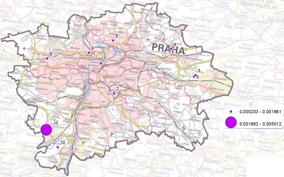 4 Mobilní zdroje (doprava) Nejvýznamnější stavby dopravní infrastruktury s nejvyšším podílem na emisích tuhých znečišťujících látek, oxidů