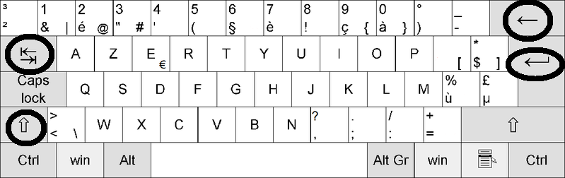 VÝCHOZÍ TEXT A OBRÁZEK K ÚLOZE 9 Prohlédněte si následující schéma klávesnice, soustřeďte se na klávesy označené kroužkem.
