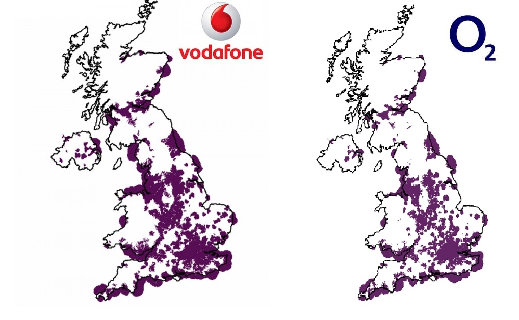 Pokrytí Velké Británie technologií 3G -