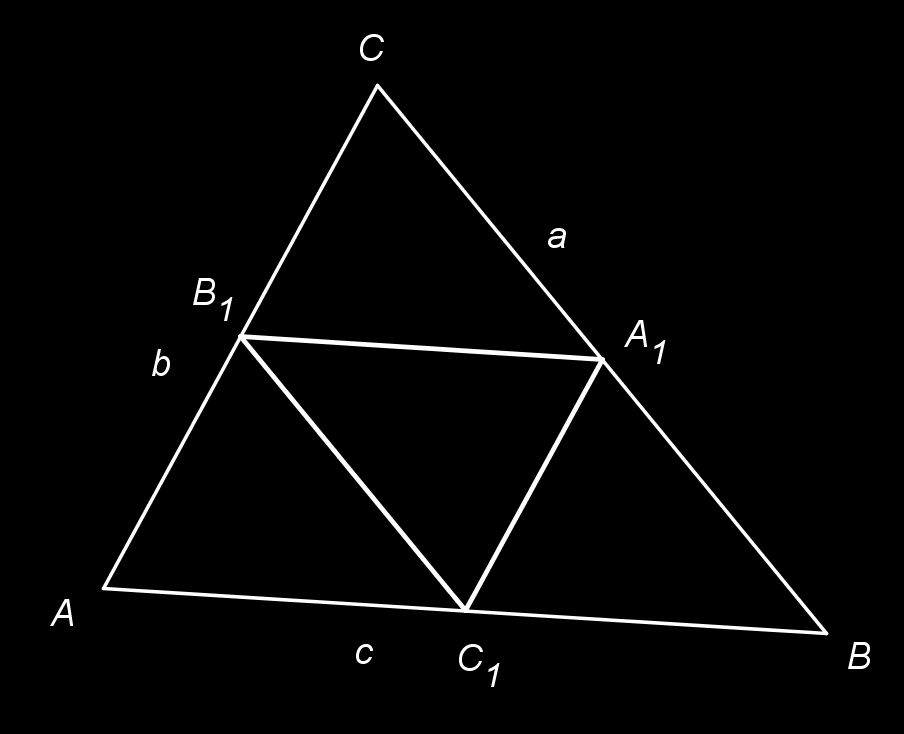 úsečka spojující středy dvou stran trojúhelníku rovnoběžná se stranou, jejíž