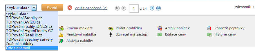 2 Odesílání e-mailů včetně nabídek přímo z programu Značně jsme vylepšili možnost komunikace s klienty prostřednictvím programu, makléř má nyní možnost odeslat e-mail včetně nabídky / nabídek pro