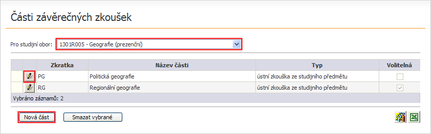 Na tomto formuláři vybereme hodnocení z dané části zkoušky a uloţíme jej tlačítkem Uloţit.