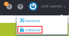 Odhlášení Pro odhlášení z administrace použijte volbu Odhlášení, kterou