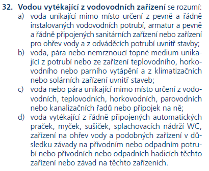 34 Byt pojistná nebezpečí Vodovodní