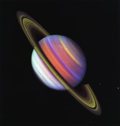Saturn Saturn je obrovská točící se koule kapalin, kterou drží pohromadě přitažlivé síly. Má sedm ledových prstenců.