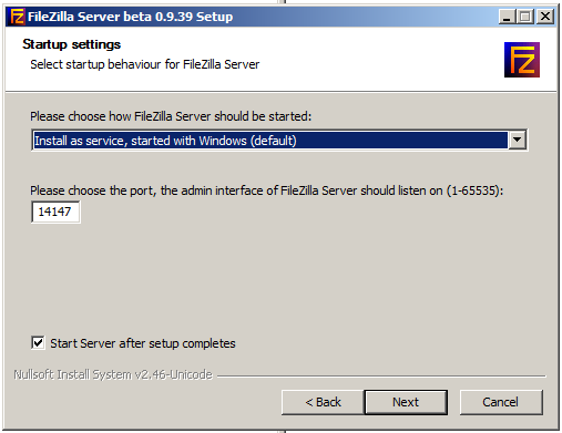 Obr. 6 1 Instalace komponent Během instalace zvolím potřebné komponenty (samotný FTP server a administrační rozhraní, které slouží k jeho lokální i vzdálené konfiguraci), umístění aplikačních dat v