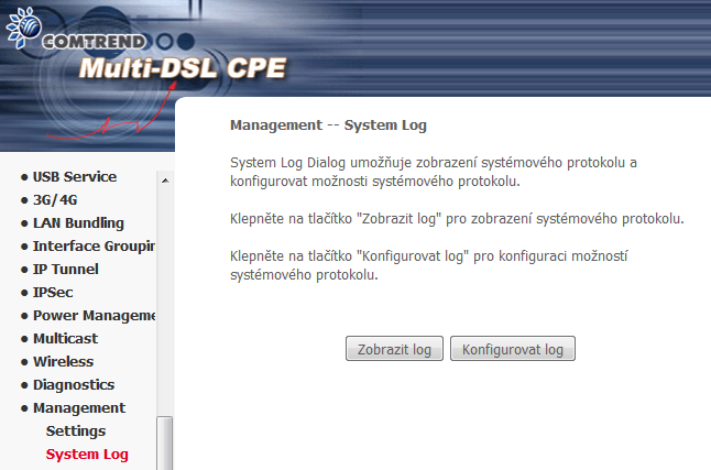 9.2 Systémový Log Pomocí této funkce můžete zobrazit systémový log.
