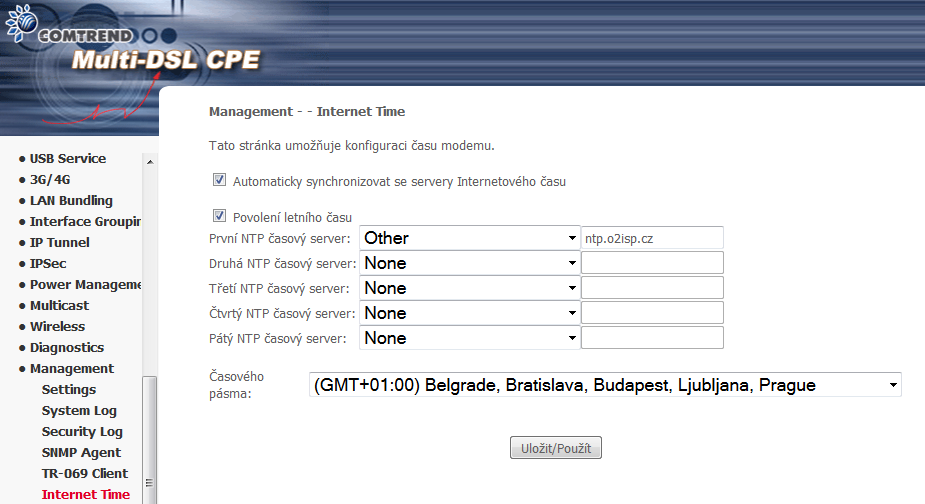 9.6 Internet Time - Internetový čas Tato možnost automaticky synchronizuje router se servery internetového času.