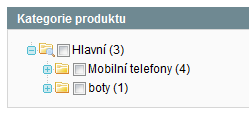 Pomoc této záložky zvolíte, kde bude produkt v prezentaci umístěn. Máte možnost produkt zobrazovat ve více kategoriích najednou. Pomocí kliknutí do čtverečku označte, kde se má produkt zobrazovat.