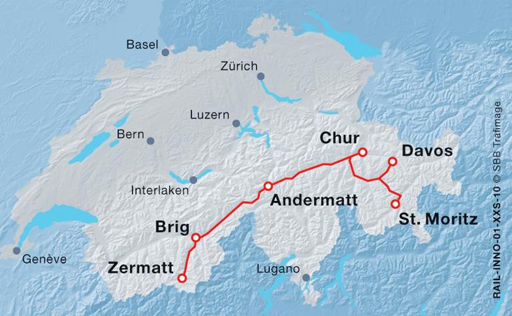 ze Svatého Mořice a Davosu do Zermattu a zpět jedna cesta trvá 7 a půl hodiny