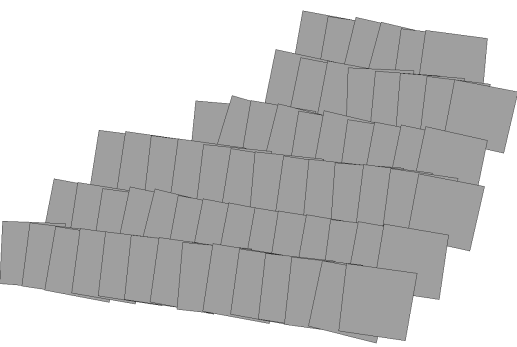 Tvorba geodatabáze Obr. 14 Blok leteckých snímků (Dobrovolný, in Prchalová 2006) Při zpracování LMS je nutno znát a obnovit prvky vnitřní a vnější orientace.