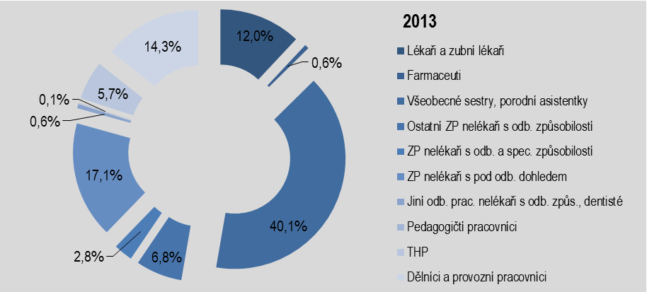 XI. LIDSKÉ ZDROJE Průměrný přepočtený počet zaměstnanců 2011 2012 2013 Lékaři a zubní lékaři 150,71 148,59 146,60 Farmaceuti 7,20 7,47 7,70 Všeobecné sestry, porodní asistentky 512,61 492,82 490,78