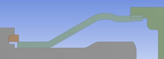Obrázek 5 - Optimalizovaná přítlačná pružina a okolní části Vliv sklonu šikmé části Sklon šikmé části mění zejména poměr mezi velikostí přechodové části pružiny a plochou částí.