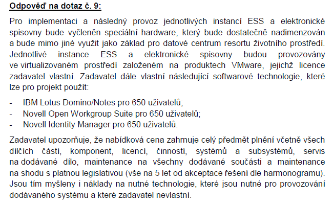 Dotaz č. 2: V Dodatečných informacích č. 1 je na str. 5 v odpovědi na dotaz č.