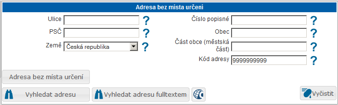 obr: Zobrazení adresy/adres splňující kritérium vyhledávání Po označení odpovídající adresy zadáte místo podnikání do systému přes tlačítko [Dosadit].