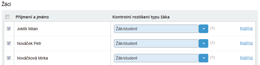 Administrace 4. Z rozevírací nabídky Upravit položku: vyberte matriční položku, kterou chcete hromadně doplnit.