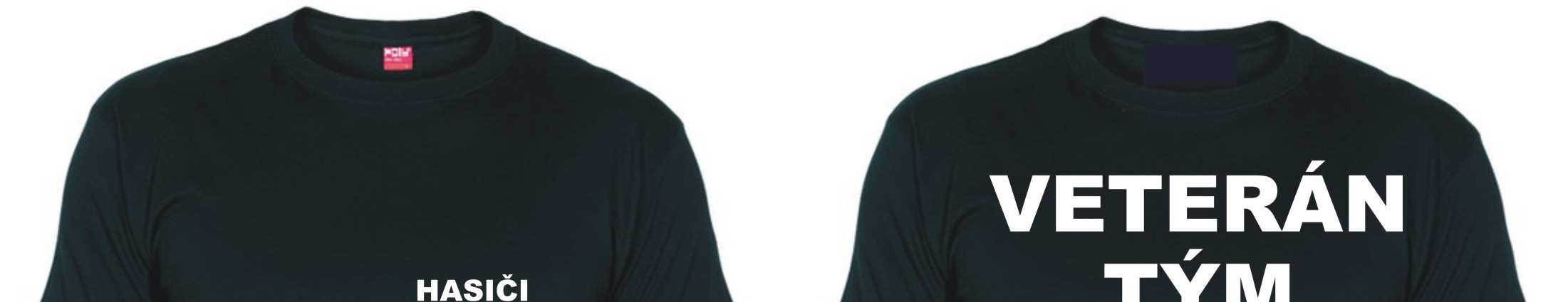 Družstvo seniorů - 10 ks černého trička s nápisem HASIČI ÚNANOV na hrudi a nápisem VETERÁN TÝM na zádech (viz. obrázek 3) - jako sportovní úbor senioři využívají zásahové obleky JPO Obr.