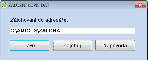 Reinstalace programu AMICUS Před reinstalací programu AMICUS si připravte licenční list programu, zálohovací médium odpovídající kapacity (nejlépe flash disk nebo externí disk) a instalační soubor