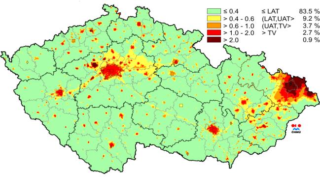 AIR POLLUTION 2009 (CHMI) PM10µg/m 3 PM2.5µg/m 3 B[a]P ng/m 3 Ostrava-Poruba 34.0 ± 28.1 27.6 ± 21.1 3.3 ± 1.0 Ostrava-Bartovice 47.6 ± 42.1 35.1 ± 29. 9.2 ± 4.2 Karvina 44.7 ± 36.8 X 7.4 ± 2.