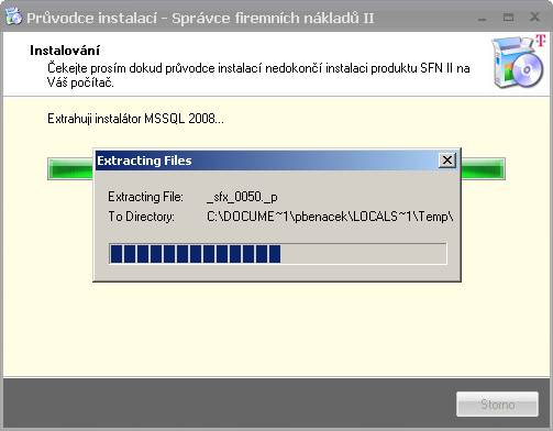 32 Instalace - krok 9 - extrakce souborů instalátoru MSSQL 2008 10.