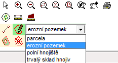 5. Co mi také pomůže řešit erozi 5.1 Měření vzdálenosti v mapě Pro účely ručního měření erozně ohrožených ploch od hranic pozemků, mám v LPIS možnost použít nástroje pro měřené vzdálenosti.