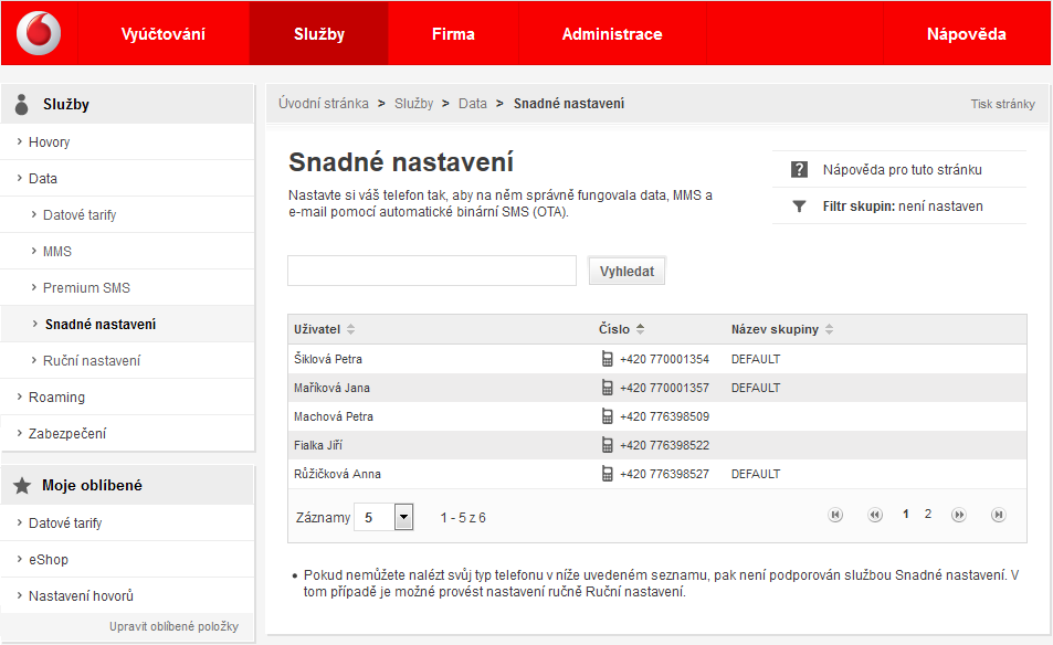 143. Obrázek Potvrzovací okno Změna nastavení MMS 5. Klikněte na OK, čímž potvrdíte aktivaci nebo deaktivaci služby.