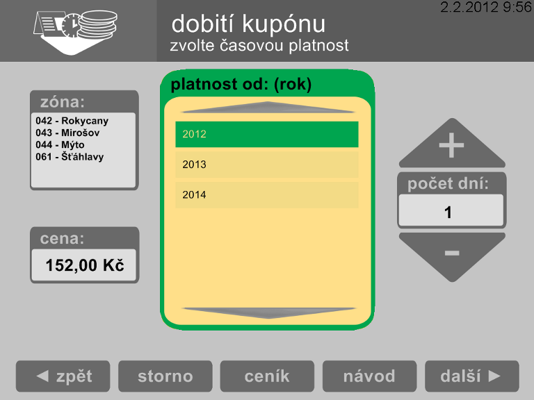 Zvolte časovou platnost kupónu navolením odpovídajícího data počátku platnosti a konce platnosti v oknech platnost od: a platnost